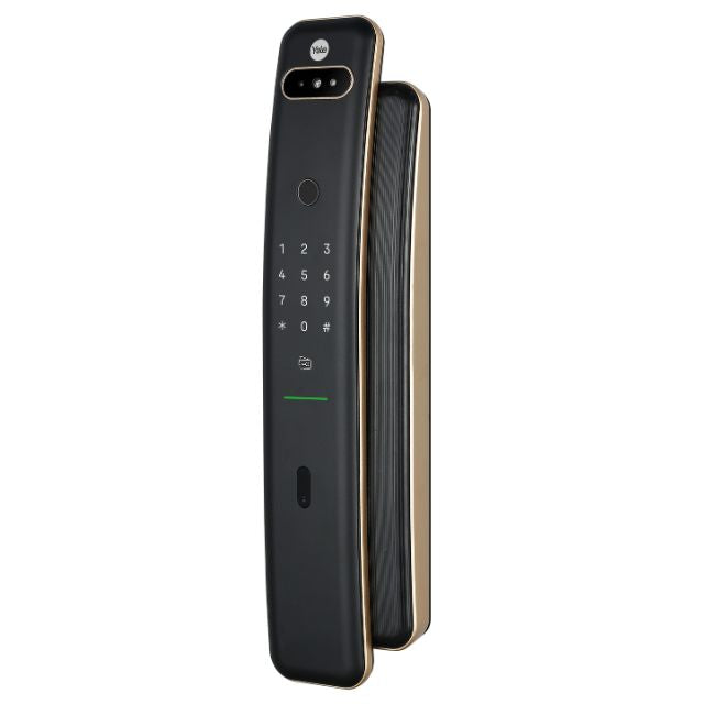 Side View Yale Luna Pro+ Smart Push/Pull Mortice Lock with Yale Home Module Champagne Gold YLN/60/HK/NG - The Blus Space 