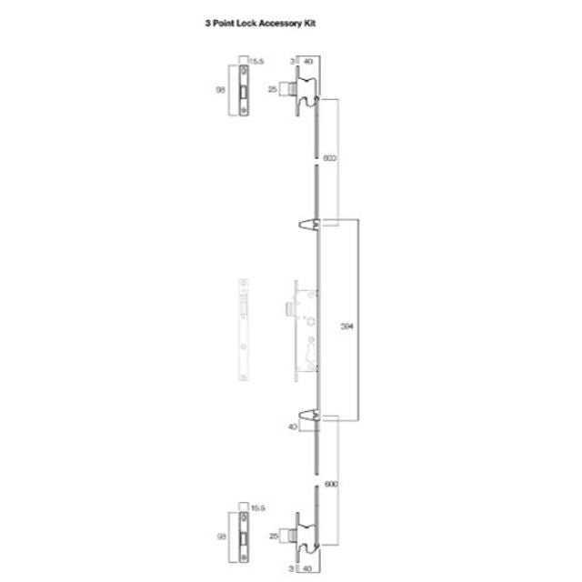 Yale Quattro 3 Point Lock Accessory Kit Y8100/H3PT - The Blue Space