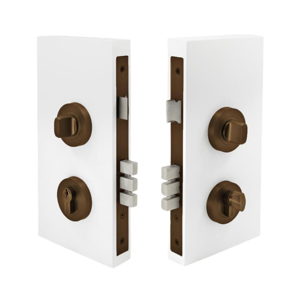 Zanda Double Turn Lock Kits Round Plate Ember bronze