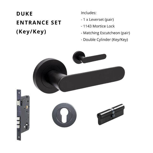 Zanda Duke Entrance Set 70mm Key/Key Matte Black 10094.3.BLK - The Blue Space