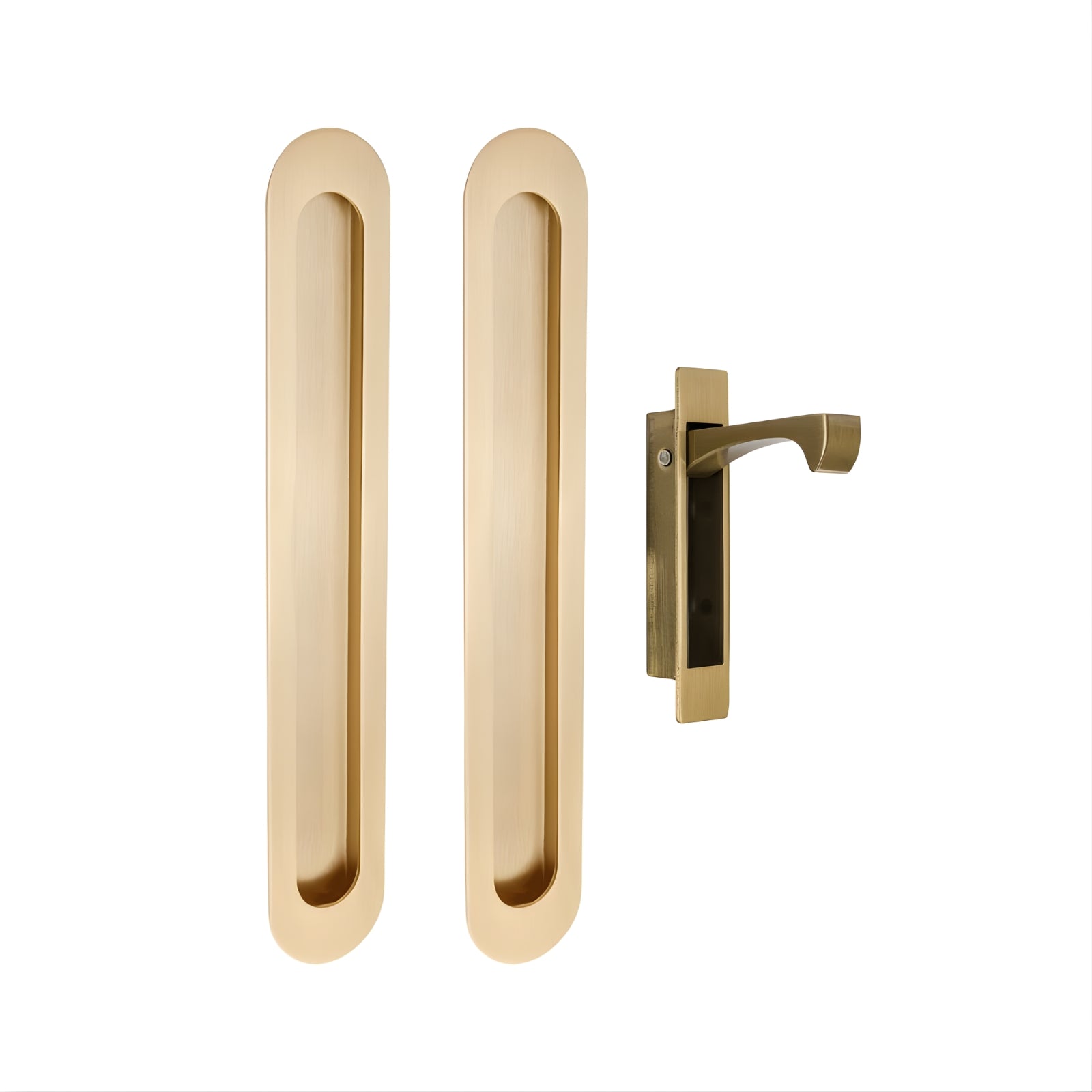 Zanda Duke Flush Pull Kit 250 x 40mm Satin Brass 5268.SB - The Blue Space