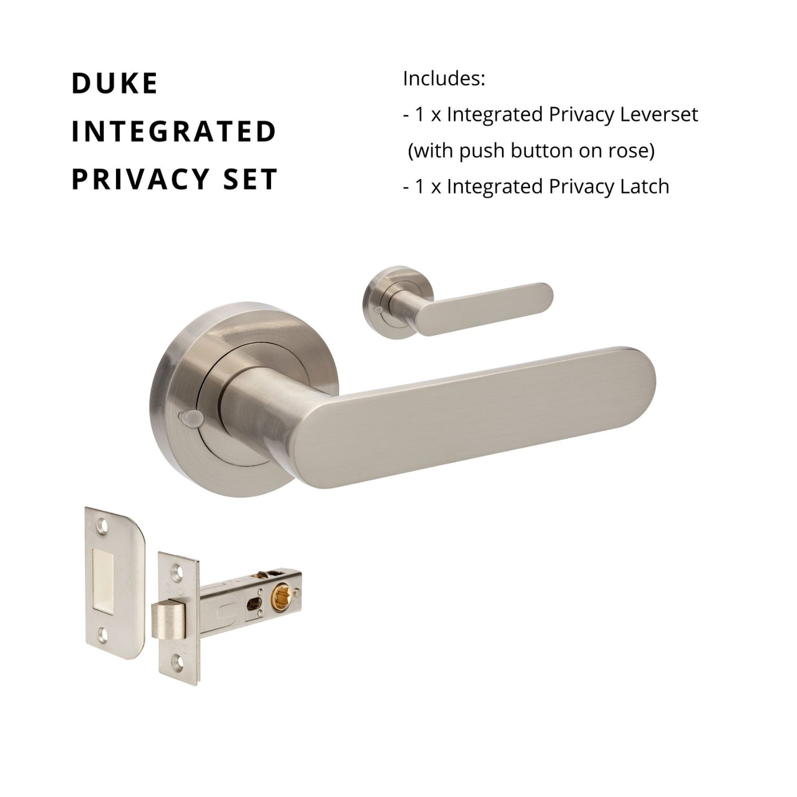 Set Zanda Duke Privacy Door Handle Set Brushed Nickel 10092.BN - The Blue Space