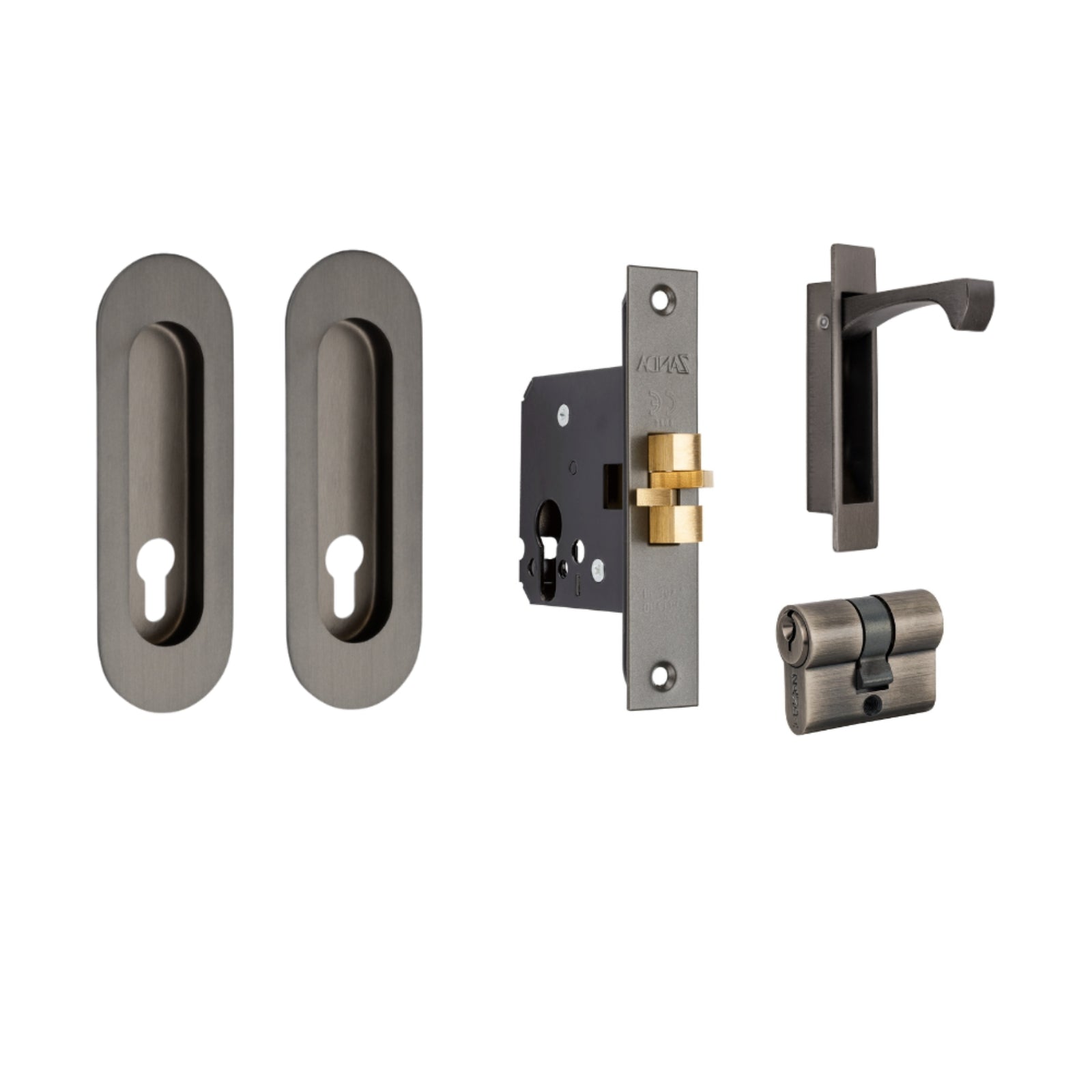 Zanda Duke Sliding Door Euro Lock Kit 120 x 40mm Graphite Nickel 1188.GN - The Blue Space