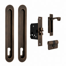 Zanda Duke Sliding Door Euro Lock Kit 250 x 40mm Ember Bronze 1185.EB - The Blue Space