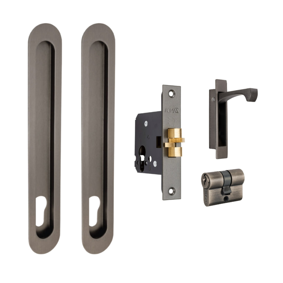 Zanda Duke Sliding Door Euro Lock Kit 250 x 40mm Graphite Nickel
