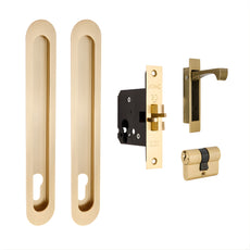 Zanda Duke Sliding Door Euro Lock Kit 250 x 40mm Satin Brass 1185.SB - The Blue Space