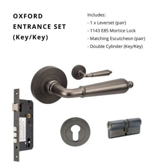 Zanda Oxford Entrance Set 70mm Key/Key Graphite Nickel