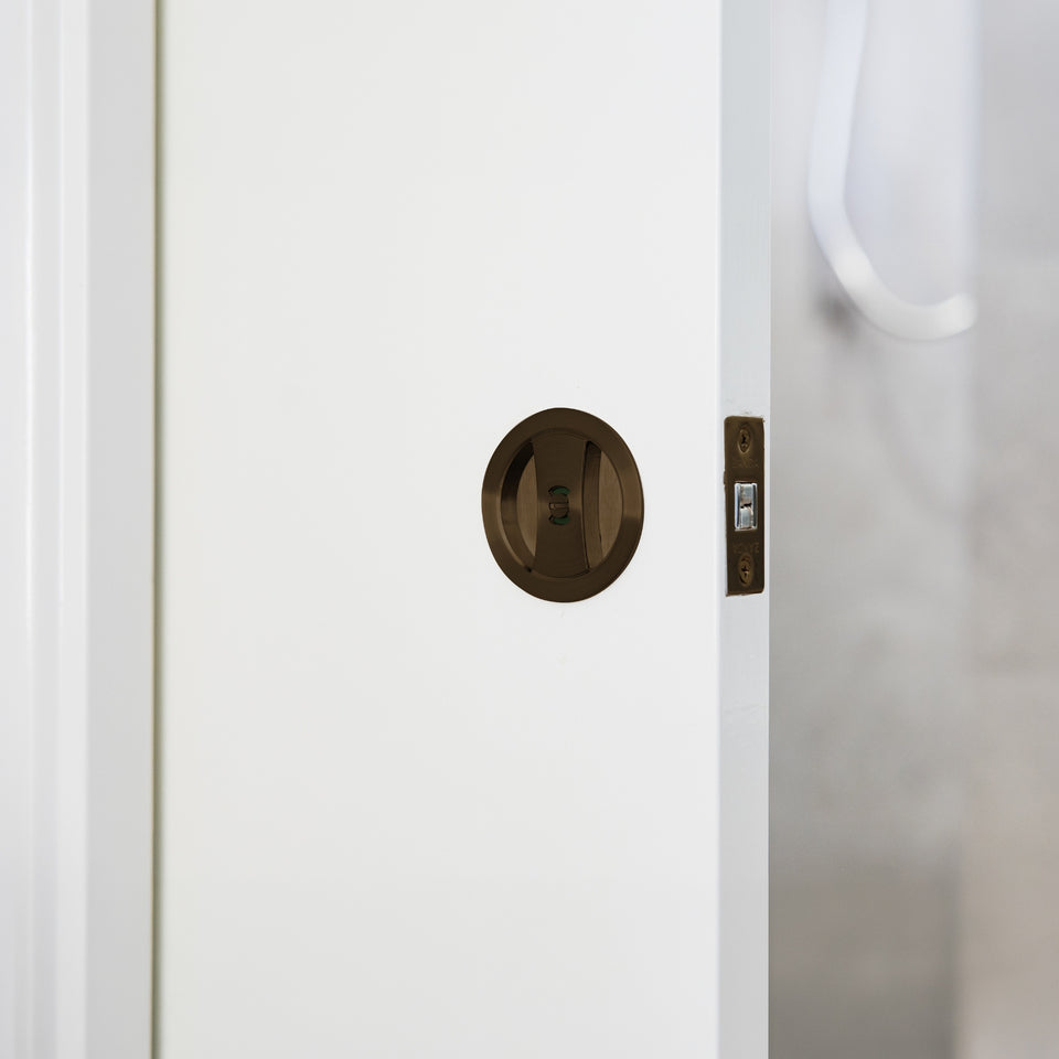 Zanda Round Cavity Sliding Privacy Door Handle Kit Ember Bronze