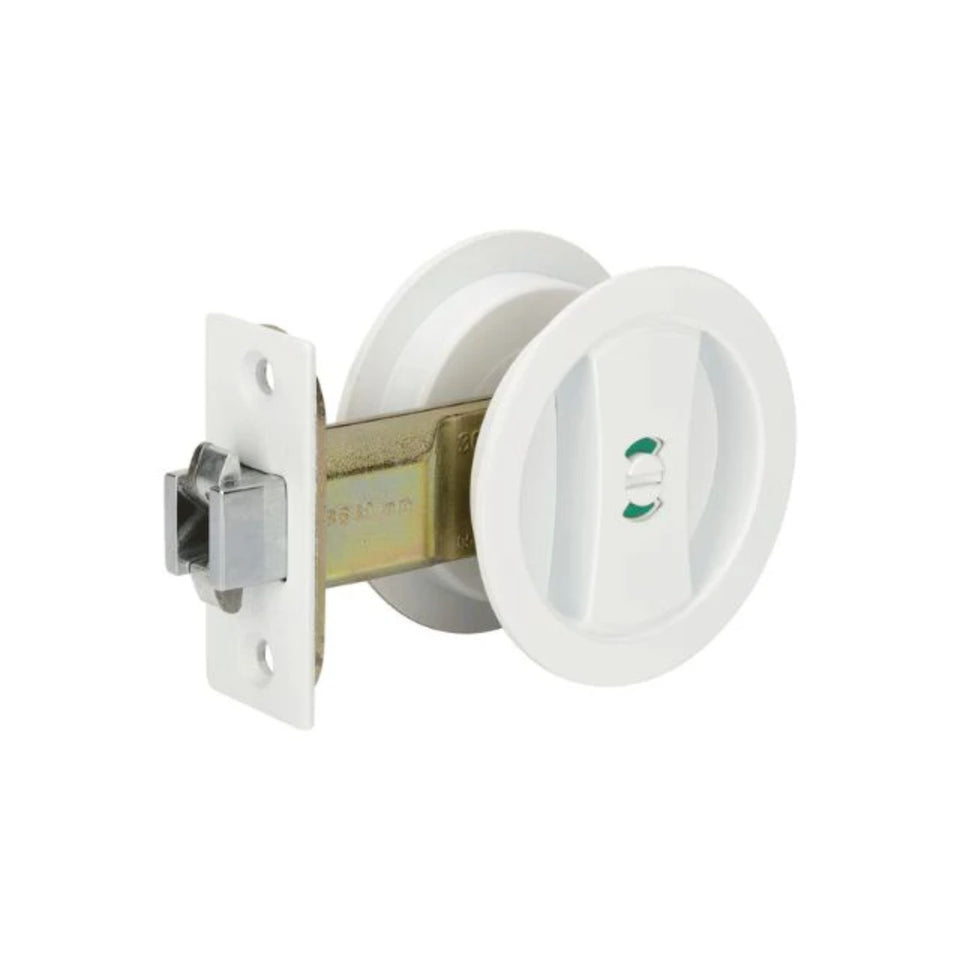 Zanda Round Cavity Sliding Privacy Door Handle Kit White