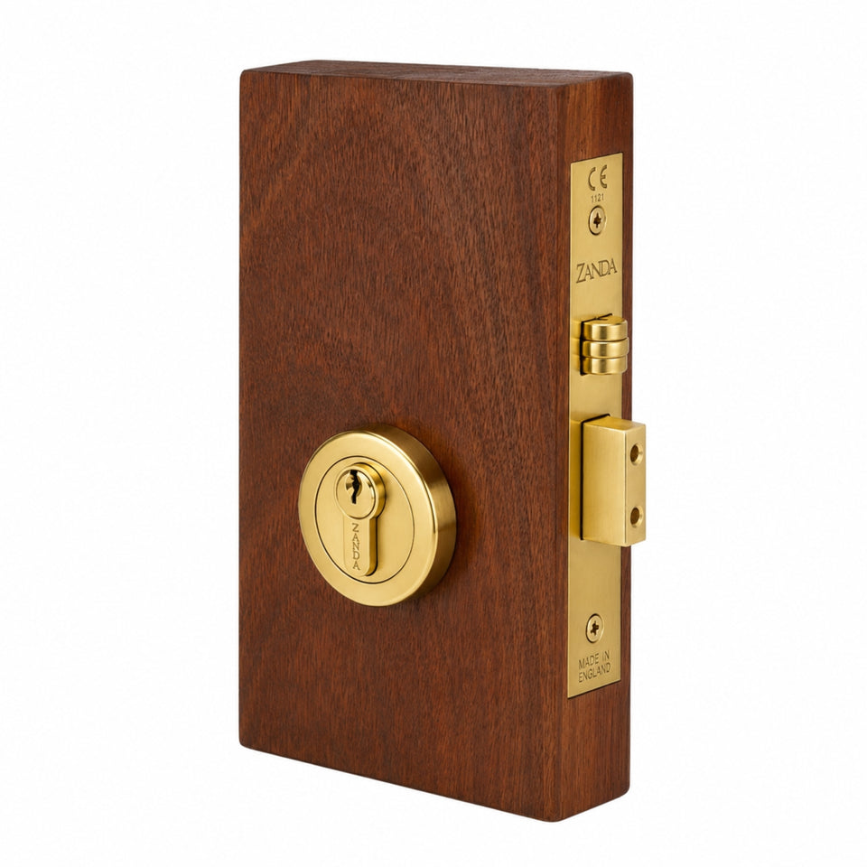 Zanda Round Pull Handle Lock Kit Double Cylinder Satin Brass