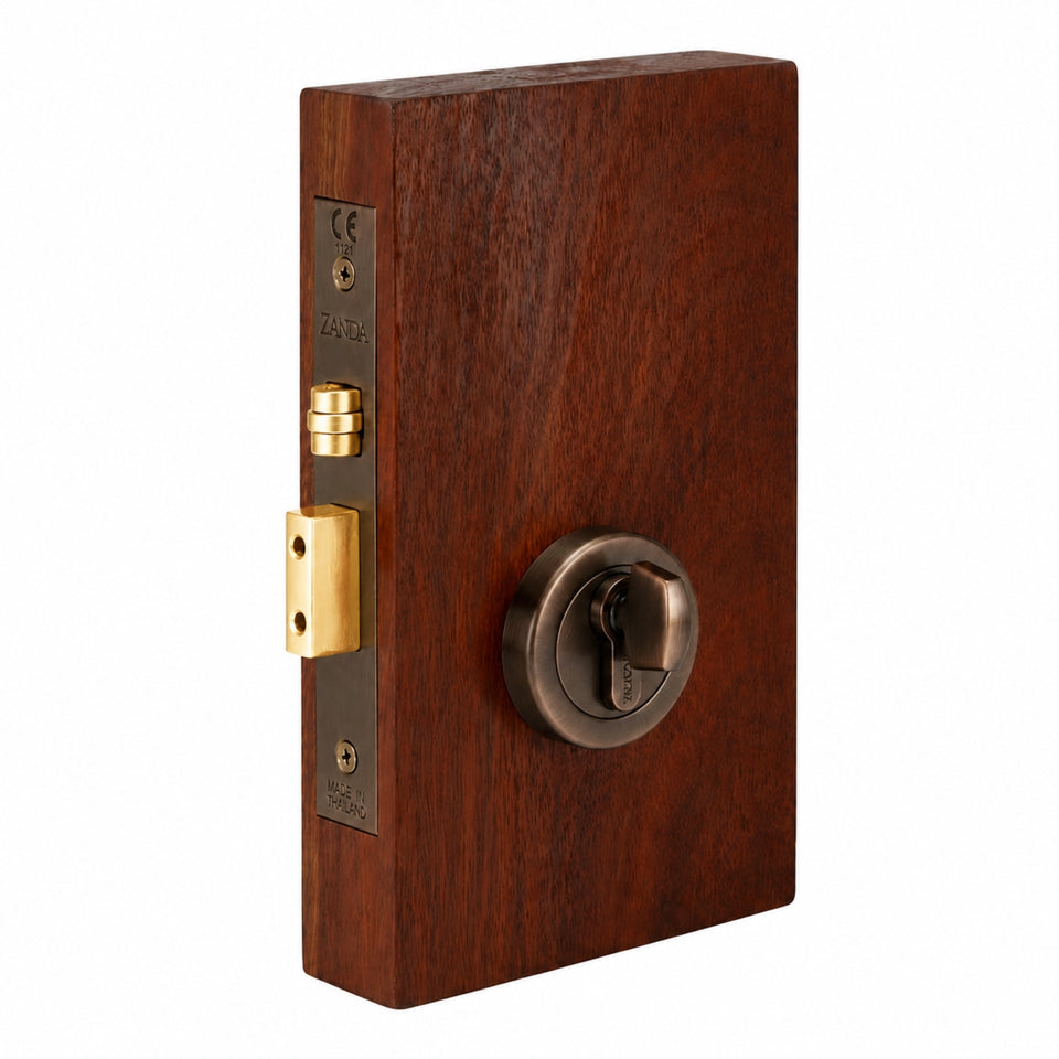 Zanda Round Pull Handle Lock Kit Single Cylinder Key/Turn Ember Bronze