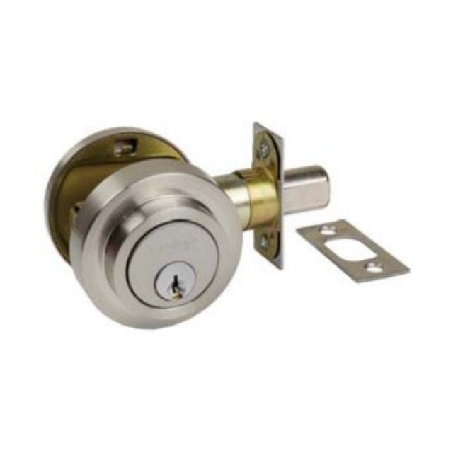 Zanda Round Slimline Deadbolt Single Cylinder Brushed Nickel