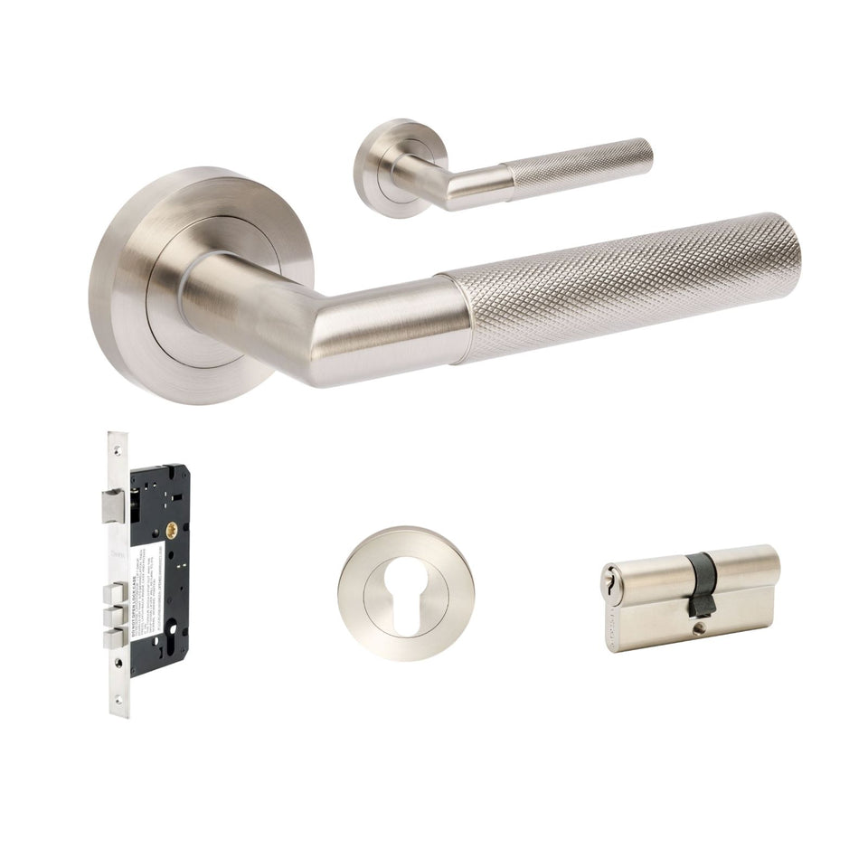 Zanda Vertex 70mm Entrance Double Cylinder Key/Key Lever Set Brushed Nickel