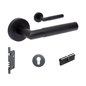 Zanda Vertex 70mm Entrance Single Cylinder Key/Key Lever Set Matte Black