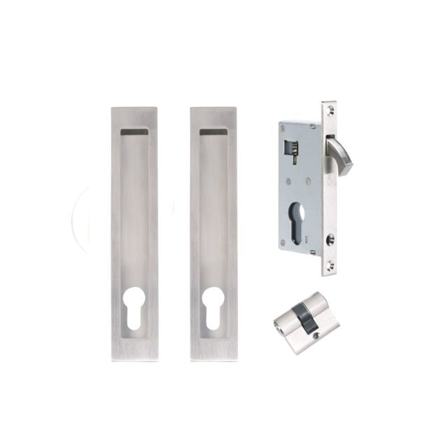 Zanda Verve Narrow Sliding Door Lock Kit 250 x 37mm Stainless Steel