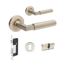 Set Zanda Zurich Fluted 70mm Key/Key Entrance Lever Set Brushed Nickel 9355.E3.BN - The Blue Space