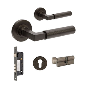 Zanda Zurich Fluted 70mm Key/Turn Entrance Lever Set Graphite Nickel