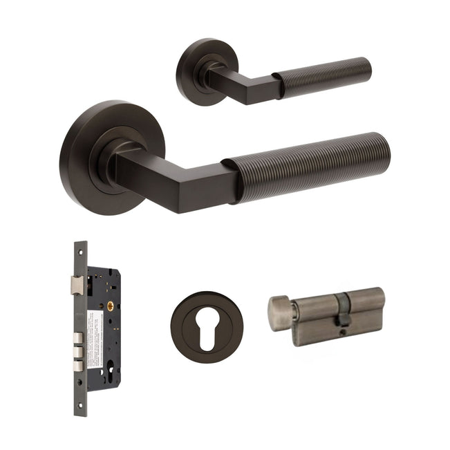 Zanda Zurich Fluted 70mm Key/Turn Entrance Lever Set Graphite Nickel 9355.E4.GN - The Blue Space