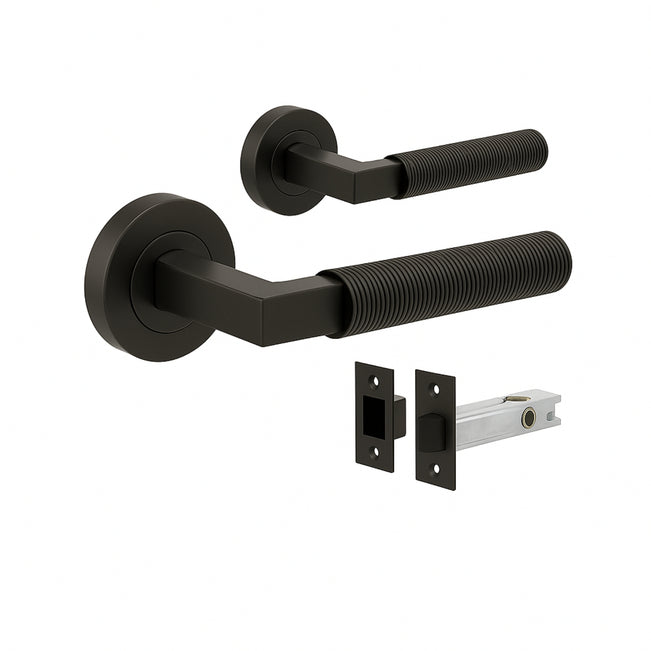 Set Zanda Zurich Fluted Passage Lever Set Graphite Nickel  9356.GN - The Blue Space