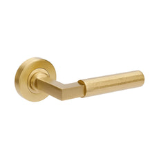 Set Zanda Zurich Hammered Dummy Lever Set (LH) Satin Brass 9335.DL.SB - The Blue Space