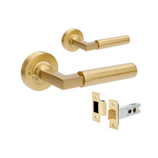 Set Zanda Zurich Hammered Privacy Lever Set Satin Brass 9337.SB - The Blue Space