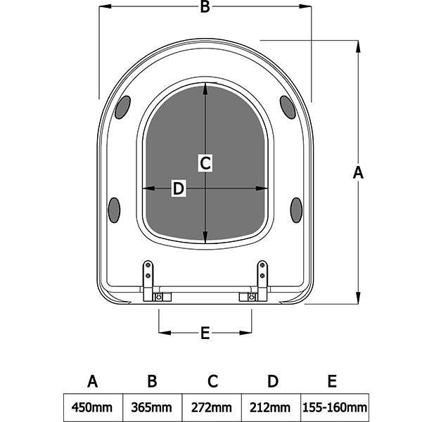 Technical Drawing - Fienza RAK Ivory PP Toilet Seat