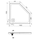Decina Luna 1000 Angled Shower Base Technical Drawing - The Blue Space