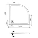 Decina Luna 1000 Curved Shower Base Technical Drawing - The Blue Space 