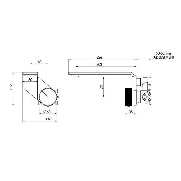 Phoenix Axia Wall Basin/Bath Mixer Set 200mm - Brushed Nickel