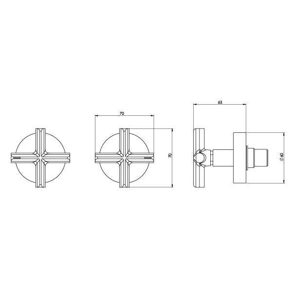 Technical Drawing - Phoenix Vivid Slimline Plus Wall Top Assemblies 15mm Extended Spindles - The Blue Space