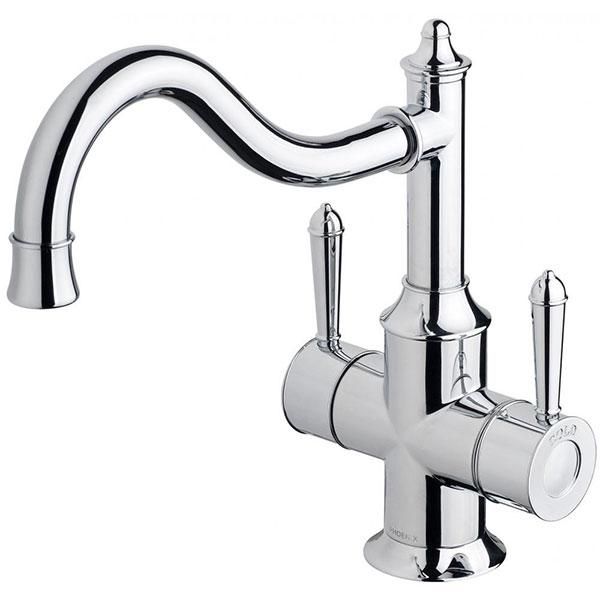 Phoenix Nostalgia Twin Handle Sink Mixer 220mm Shepherds Crook - Chrome online at The Blue Space