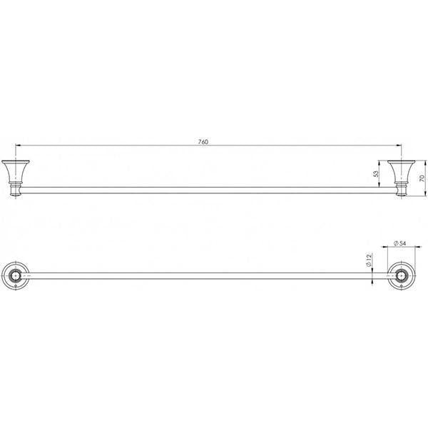 Phoenix Nostalgia Single Towel Rail 760mm - Antique Black