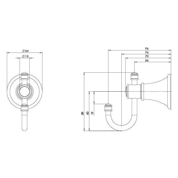 Phoenix Nostalgia Robe Hook Technical Drawing - The Blue Space