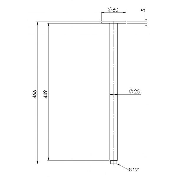 Phoenix Vivid Ceiling Arm Only 450mm in Technical Drawing - Online at The Blue Space