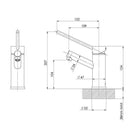 Technical Drawing - Phoenix Vivid Basin Mixer - Extended Lever