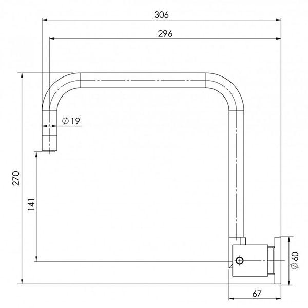 Technical Drawing - Phoenix Vivid Pin Lever Wall Sink Set Squareline
