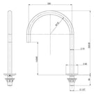 Technical Drawing - Phoenix Vivid Slimline Hob Sink Outlet 220mm - Matte Black