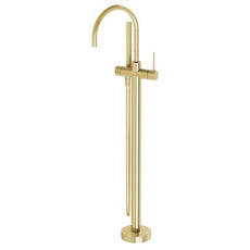 Phoenix Vivid Slimline Floor Mounted Bath Mixer with Hand Shower - Brushed Gold Online at The Blue Space