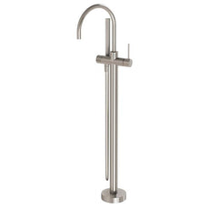 Phoenix Vivid Slimline Floor Mounted Bath Mixer with Hand Shower - Brushed Nickel Online at The Blue Space