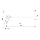 Technical Drawing - Phoenix Vivid Slimline Wall Bath Outlet 230mm Curved