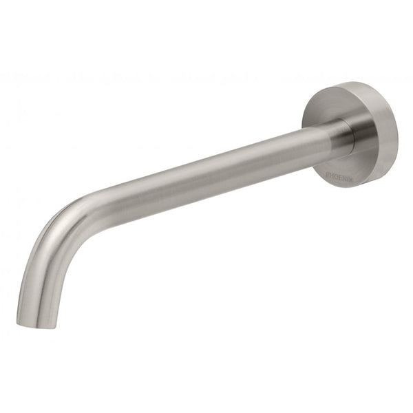 Phoenix Vivid Slimline Wall Bath Outlet 230mm Curved - Brushed Nickel Online at The Blue Space