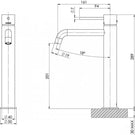 Technical Drawing - Phoenix Vivid Slimline Vessel Mixer Curved Outlet 