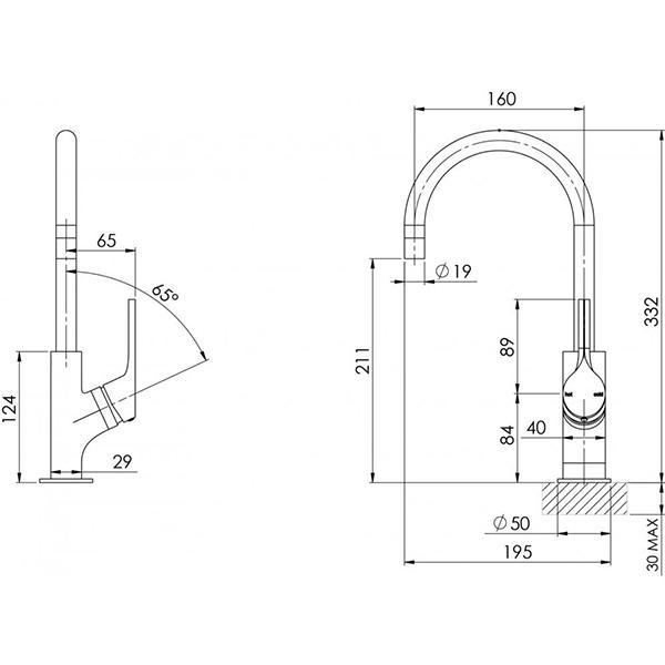 Phoenix Vivid Slimline Oval Sink Mixer 160mm Gooseneck - Brushed Nickel