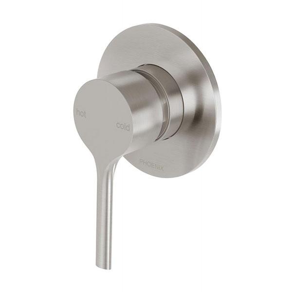 Phoenix Vivid Slimline Oval Shower/Wall Mixer - Brushed Nickel - The Blue Space