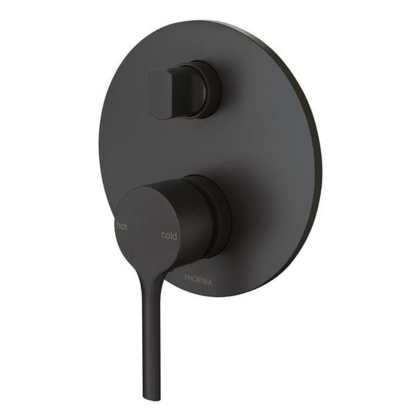 Phoenix Vivid Slimline Oval SwitchMix Shower/Bath Diverter Mixer - Matte Black FULL SET