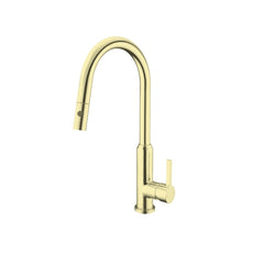 Nero Pearl Pull Out Sink Mixer with Vegie Spray Brushed Gold | The Blue Space