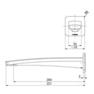 Technical Drawing - Phoenix Mekko Wall Basin/Bath Outlet 200mm - Chrome