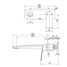 Technical Drawing - Phoenix Mekko Basin/Bath Mixer Set 200mm - Gun Metal Specs The Blue Space