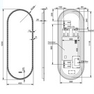 Remer Great Gatsby 1200mm LED Mirror Technical Drawing - The Blue Space