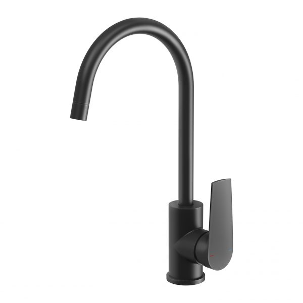 Arlo Sink Mixer 200mm Gooseneck Matte Black | The Blue Space